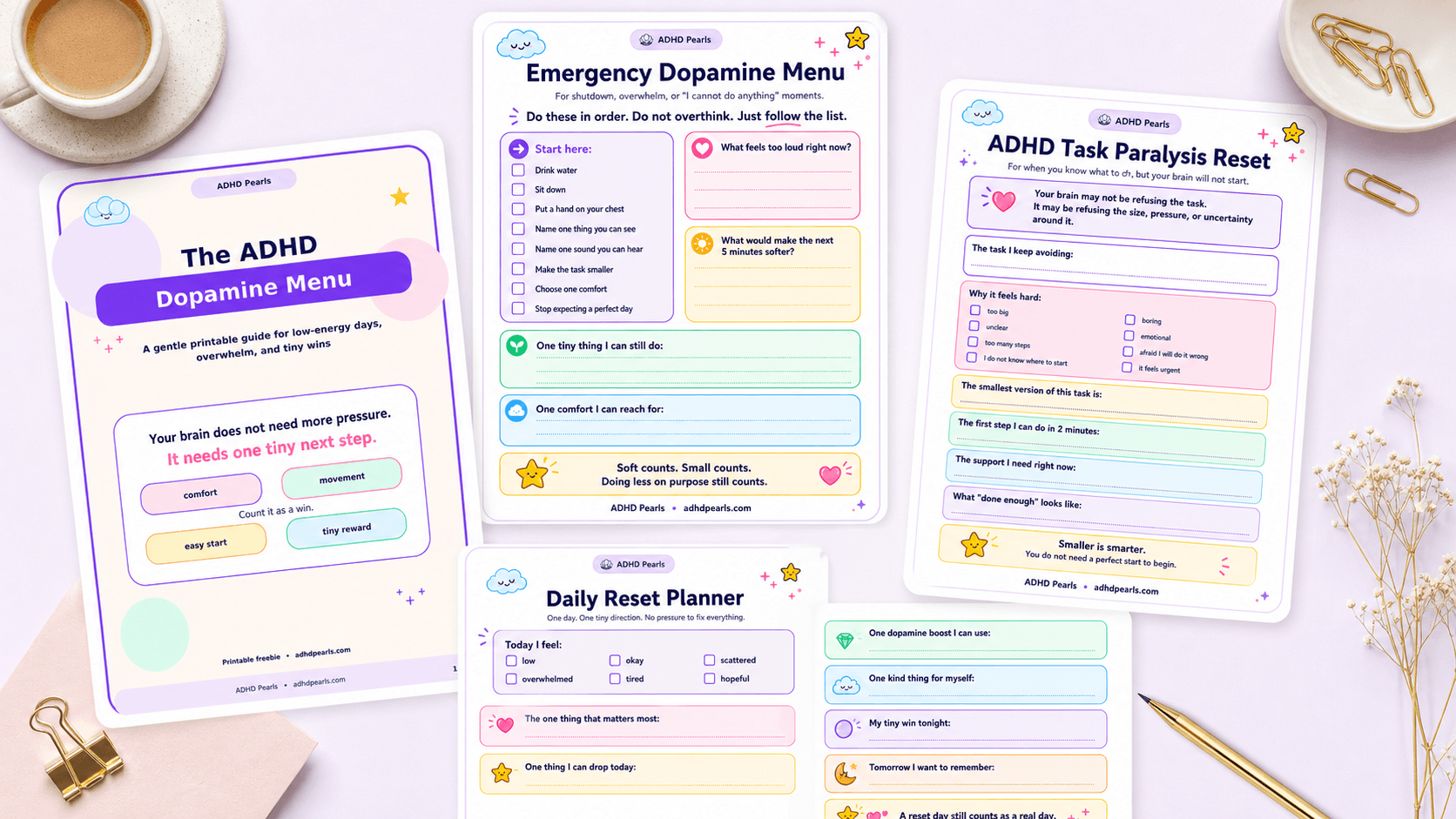 adhd dopamine menu free printable