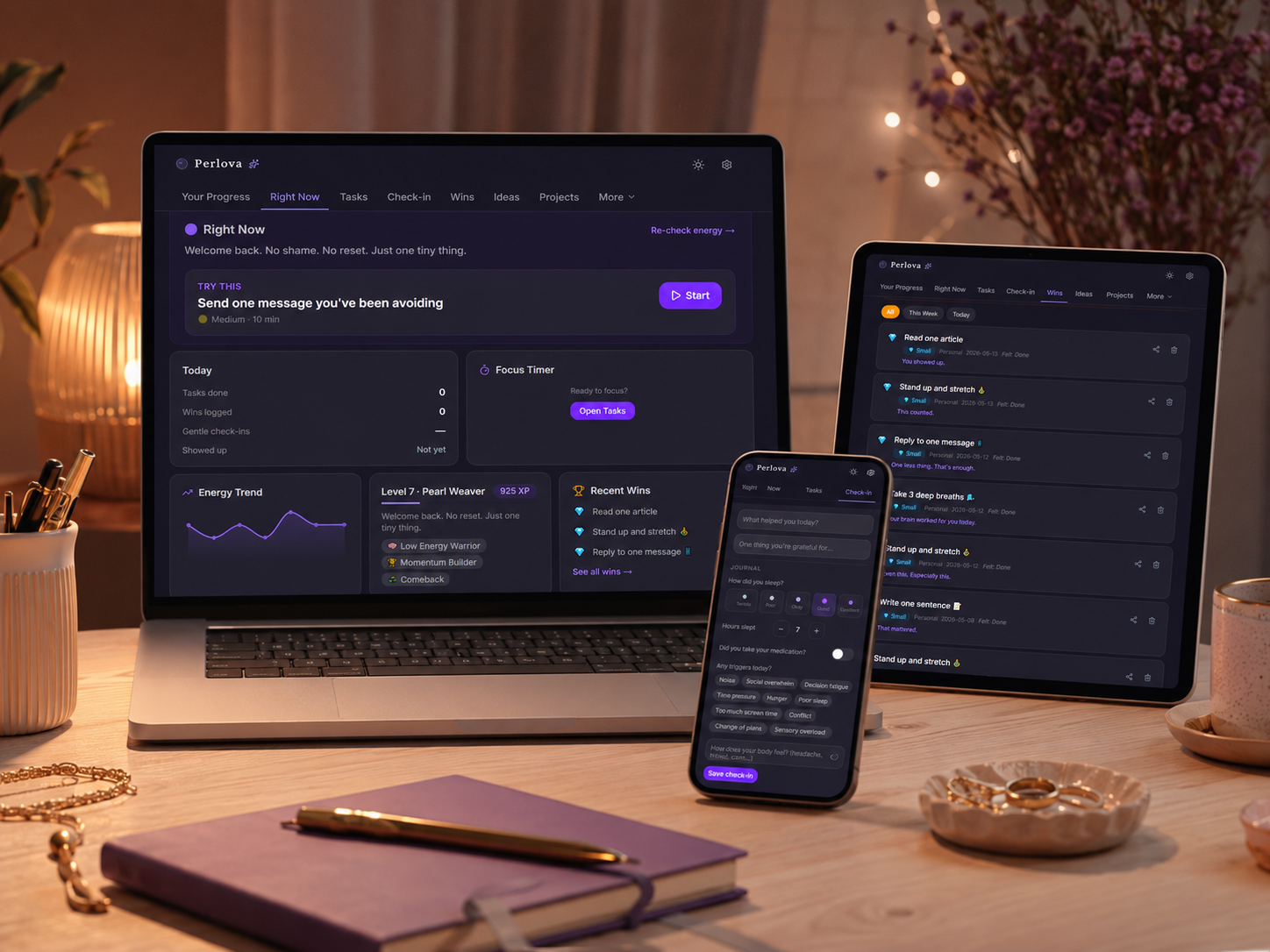 Perlova — the ADHD planner app that works from your real energy
