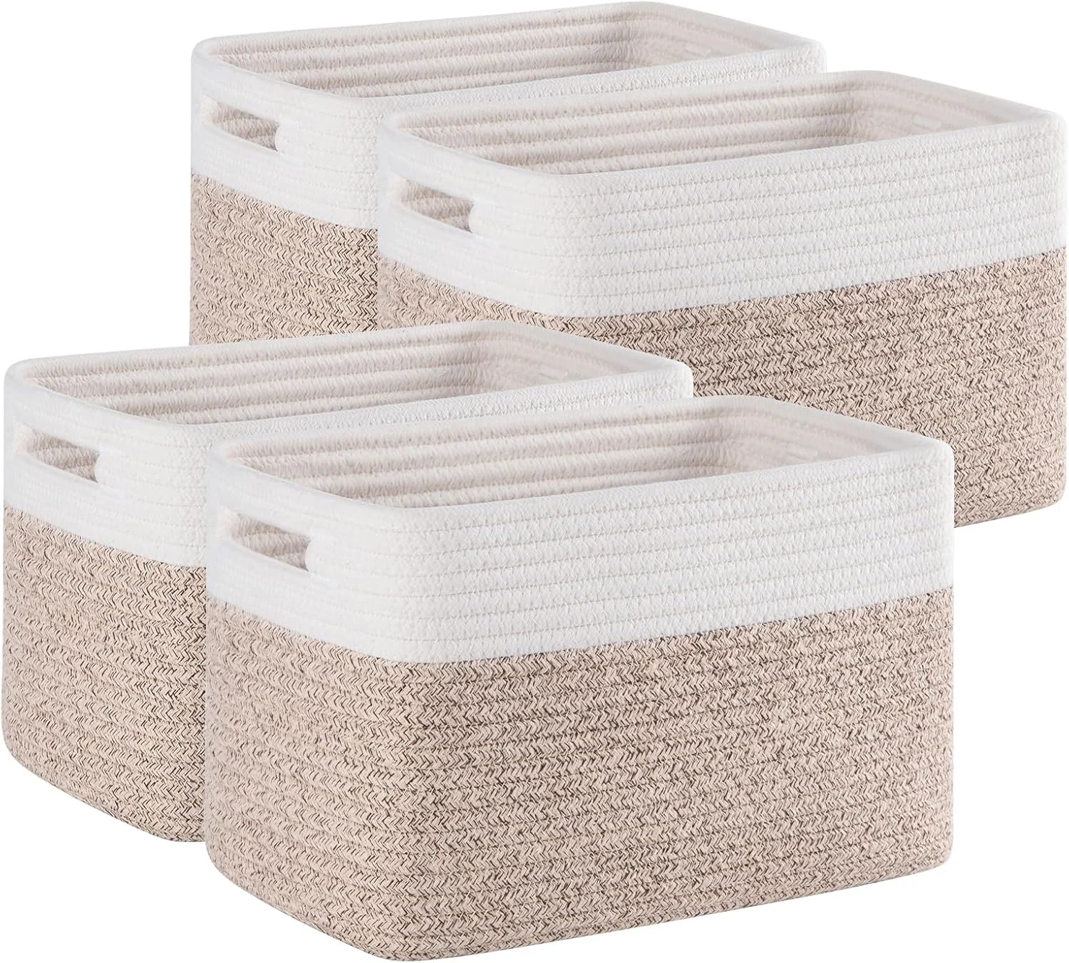 Set of four woven storage baskets for sorting an ADHD doom pile.