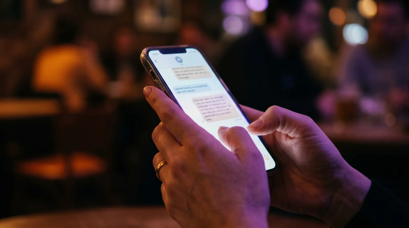 Hands holding a phone waiting for a reply — a common RSD trigger for ADHD women in relationships